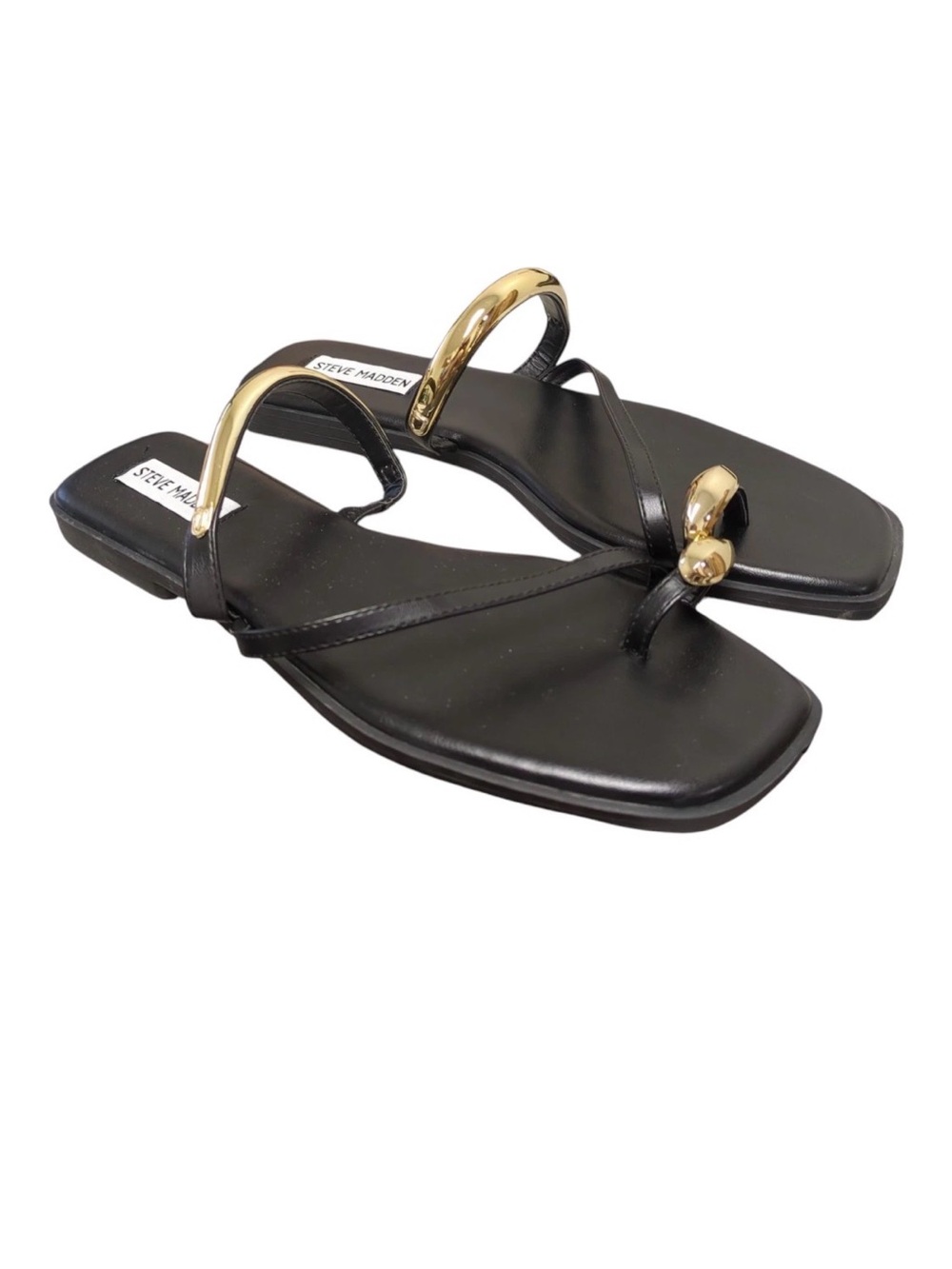 Steve Madden Women's Lightweight Slip-On Toe Ring Sandal (Black, 7)